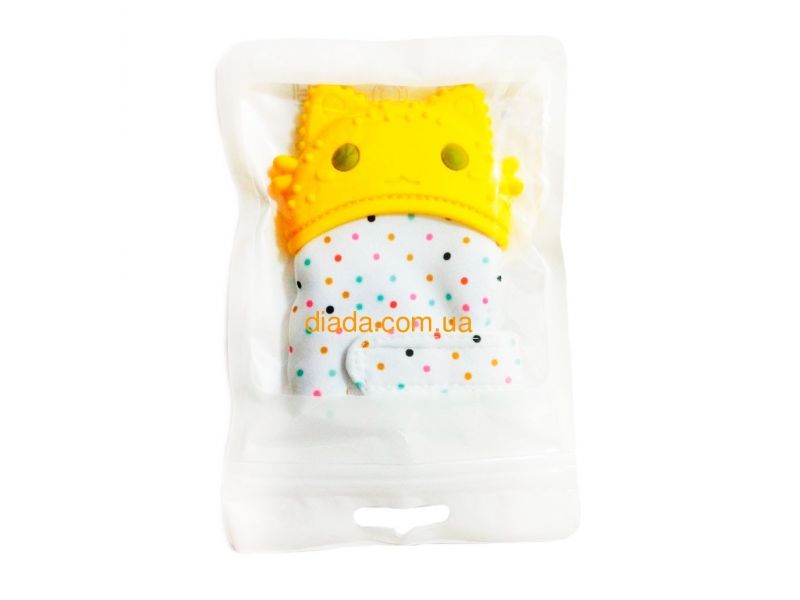 Прорезыватель детский для зубов, желтый силиконовый грызунок "Котик", фото 3