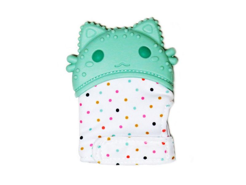 Силиконовый прорезыватель для детских зубов мятный грызунок "Котик", фото 1