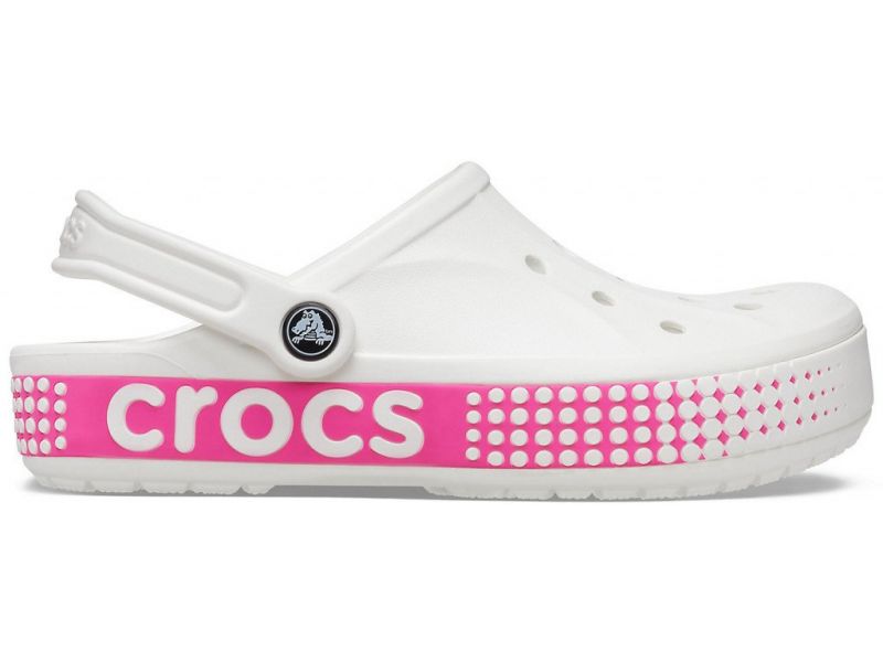 Женские Crocs Bayaband Logo Motion Volt White/Pink — кроксы с ярким принтом, фото 2