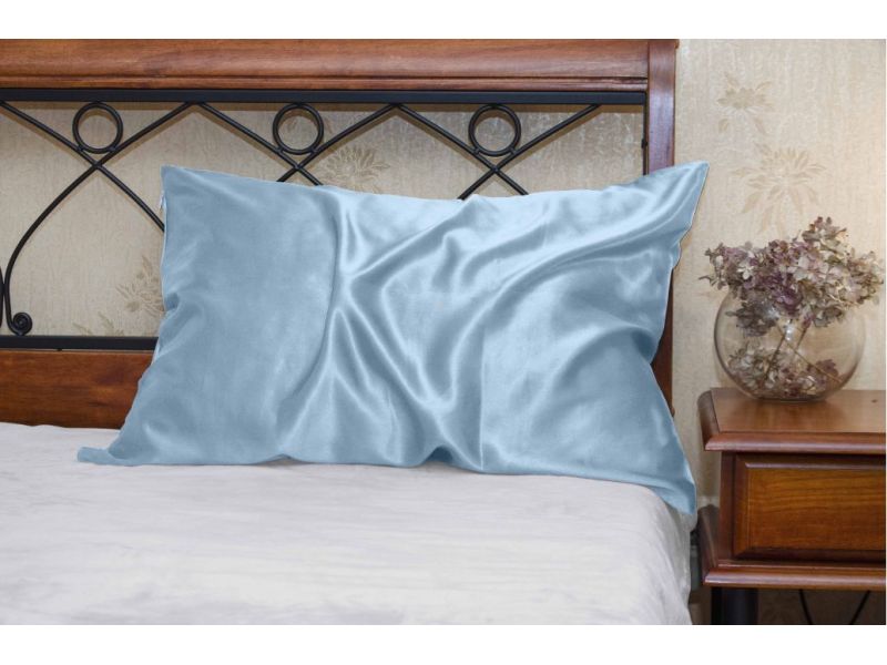 Наволочка голубая из 100% натурального шелка. Silk Kiss, фото 3