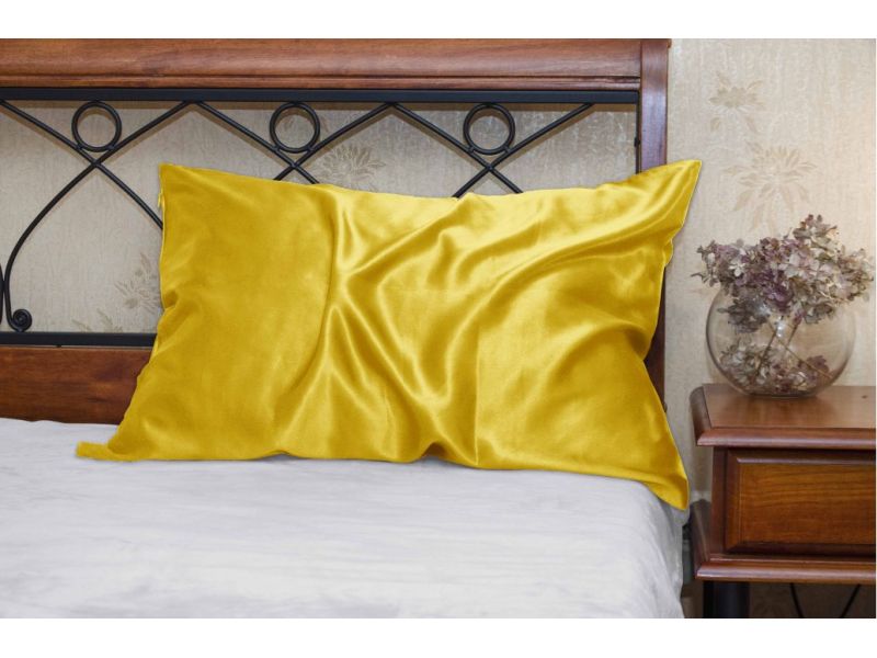 Наволочка шелковая желтая Silk Kiss из натурального шелка, фото 3
