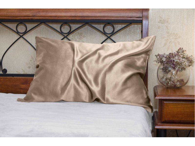 Наволочка из 100% натурального шелка. Бежевый цвет, фото 2