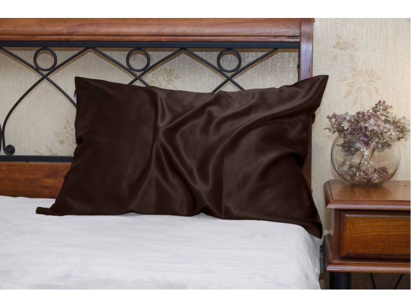 Наволочка из 100% натурального шелка. Коричневый шоколадный 50*70см, фото 2