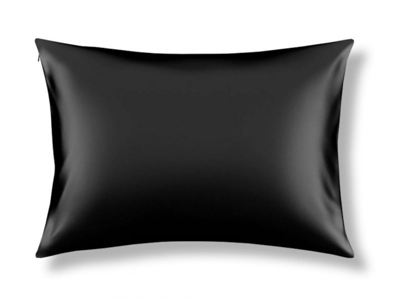 Шелковая наволочка черная с молнией, на подушку Silk Kiss, фото 1