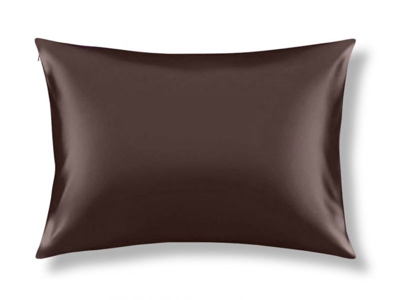 Наволочка из 100% натурального шелка. Коричневый шоколадный 50*70см, фото 1