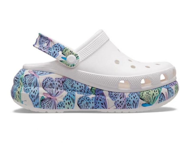 Crocs Classic Crush Butterfly білі з метеликами, вигляд збоку