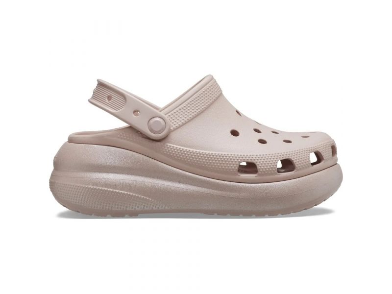 Crocs Classic Crush розовые Shimmer на платформе, вид сбоку