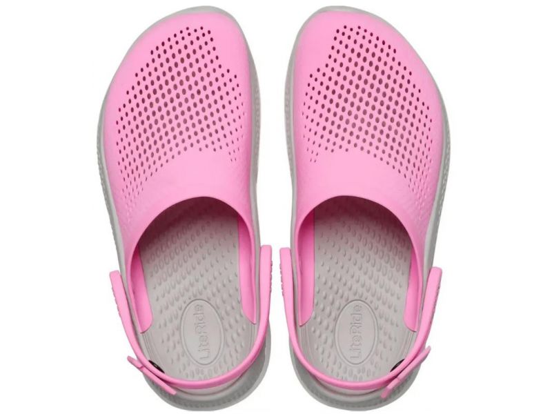 Вид зверху рожевих сабо Crocs LiteRide 360, комфортна форма LiteRide