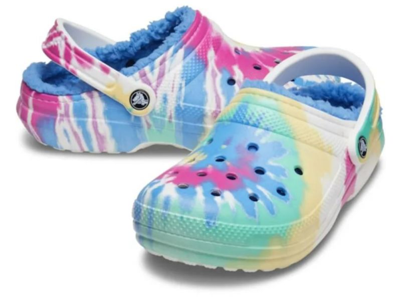 Crocs Classic Lined Tie Dye Clog Powder Blue / Multi Теплые кроксы женские Сабо, фото 2