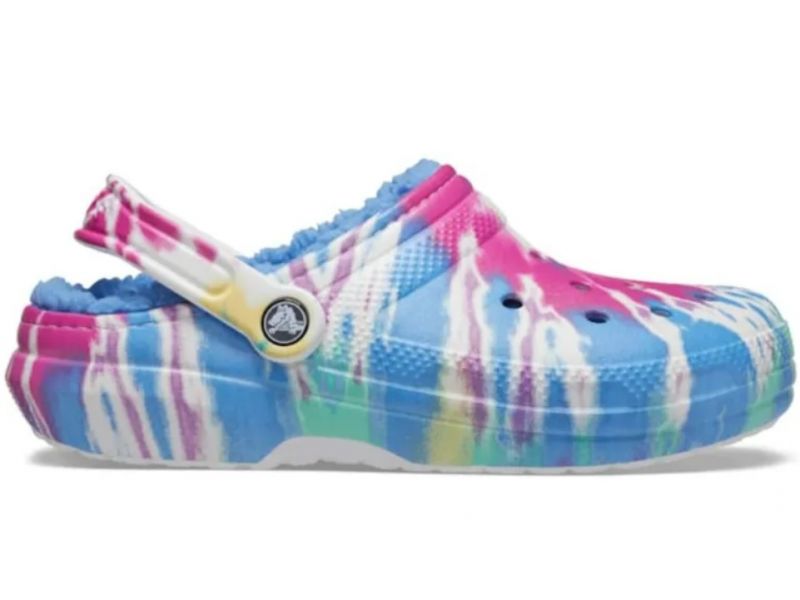 Lined tie sales dye crocs