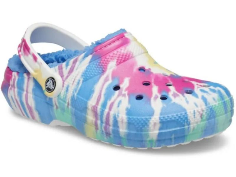 Crocs Classic Lined Tie Dye Clog Powder Blue / Multi Теплые кроксы женские Сабо, фото 1
