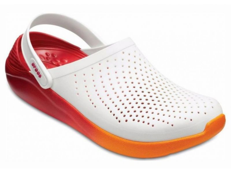 Кроксы мужские белые с красно-оранжевым Crocs LiteRide Graphic Clog оригинальные Сабо Crocs, фото 1