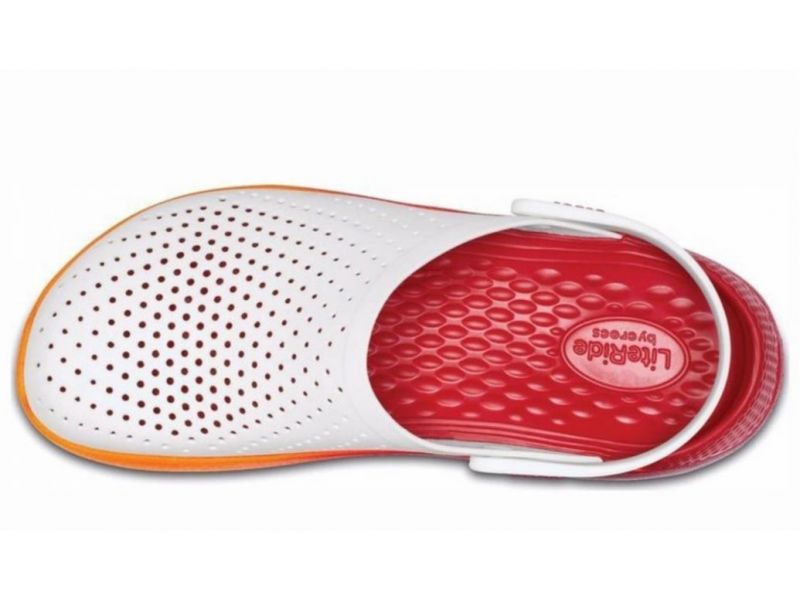 Кроксы мужские белые с красно-оранжевым Crocs LiteRide Graphic Clog оригинальные Сабо Crocs, фото 2