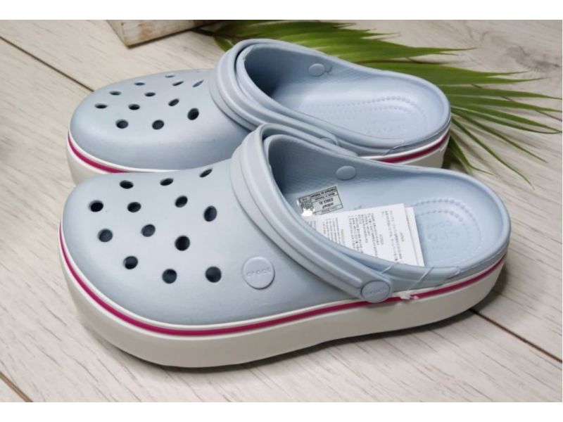 ᐈ Кроксы женские голубые с белой платформой Сабо Crocs Platform ...