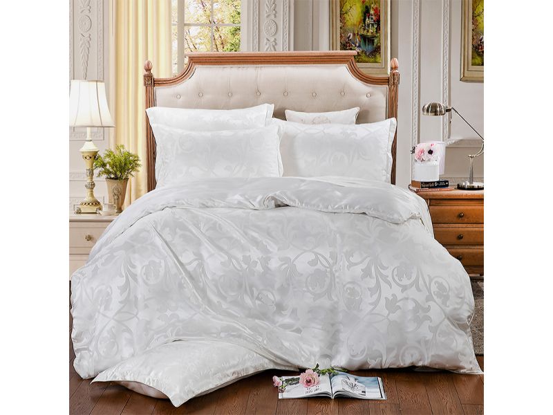 Шелковый комплект постельного белья Королевский белый. Silk Kiss, фото 5