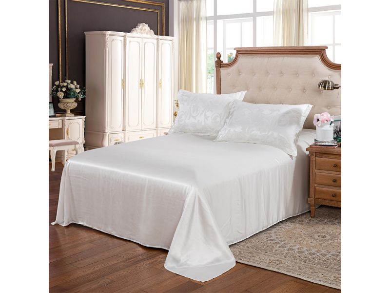 Шелковый комплект постельного белья Королевский белый. Silk Kiss, фото 6