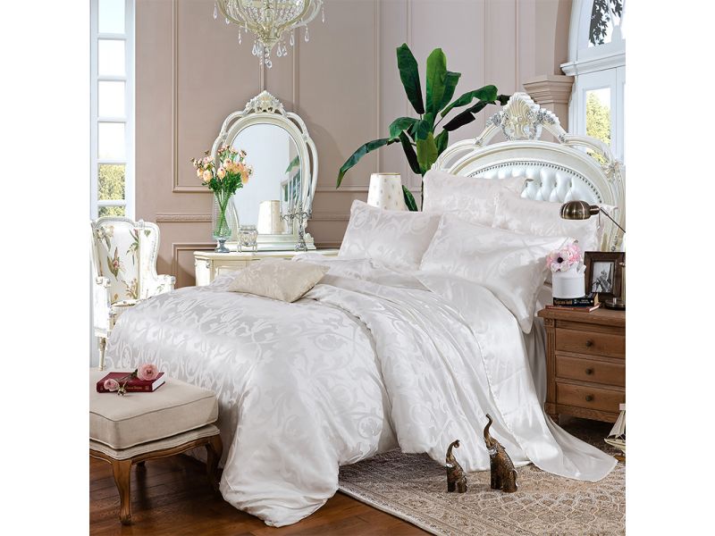 Шелковый комплект постельного белья Королевский белый. Silk Kiss, фото 1