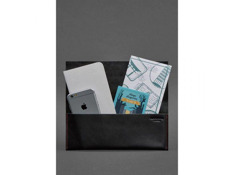 Кожаный женский тревел-кейс Voyager 1.0 черный с красным, фото 2