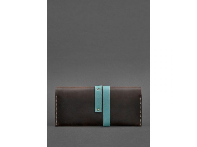 Кожаный женский тревел-кейс Voyager 1.0 темно-коричневый с бирюзовым, фото 3