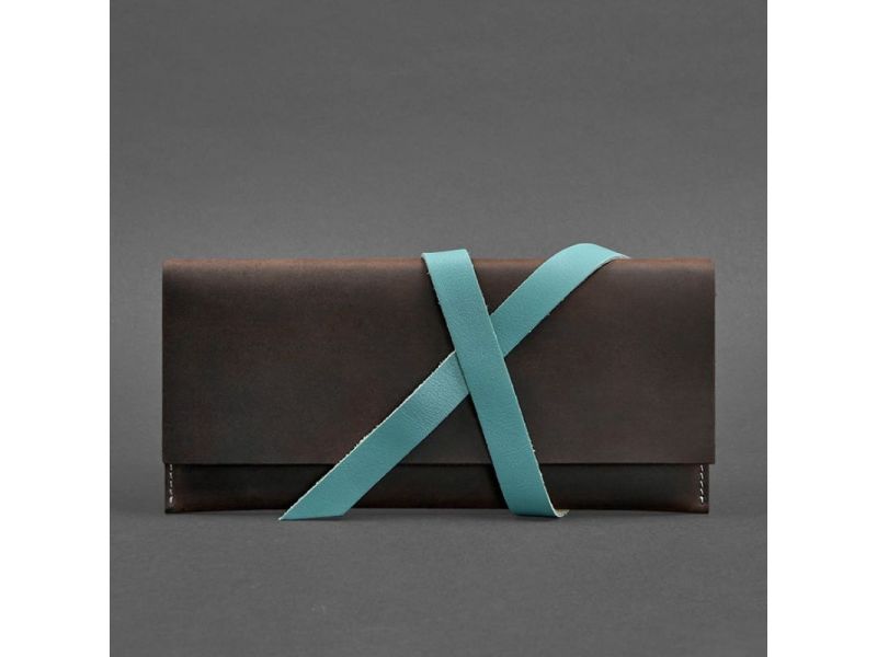 Кожаный женский тревел-кейс Voyager 1.0 темно-коричневый с бирюзовым, фото 5