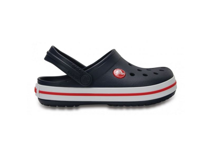 Crocs Crocband Kids Navy — боковий вигляд дитячих сабо темно-синього кольоруCrocs Crocband Kids Navy — передня частина дитячих сабо