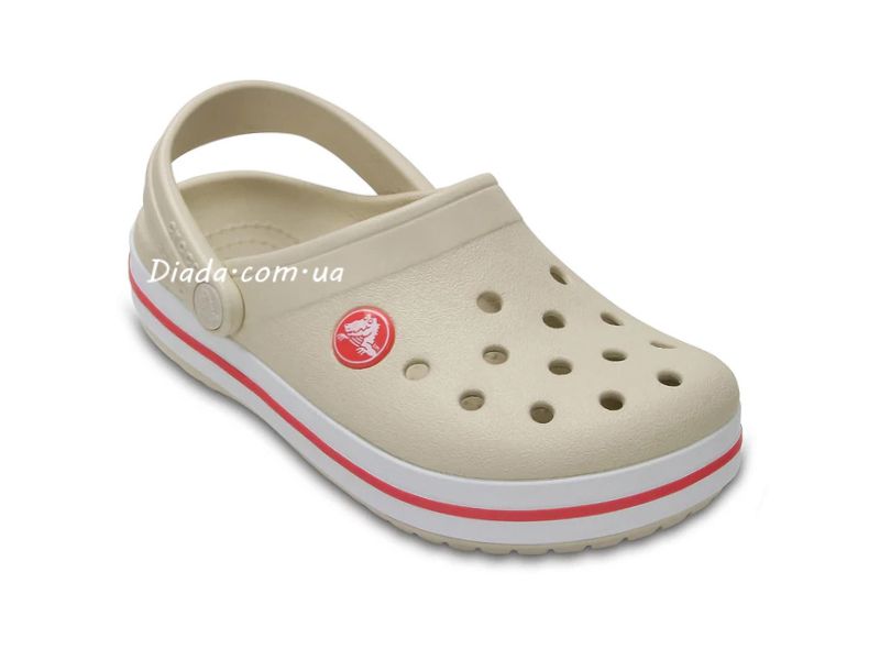 Вид спереди на детские сабо Crocs Crocband Stucco/Melone