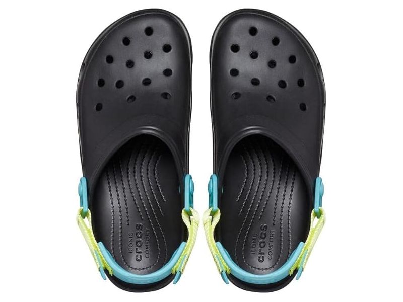 Crocs All-Terrain Black/Multi — вид сверху, оригинальные сабо с ярким дизайном