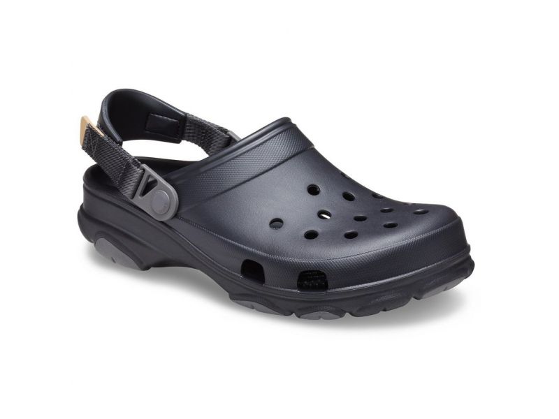 Crocs All-Terrain Clog Black — унисекс кроксы для активного образа жизни, вид спереди, оригинал