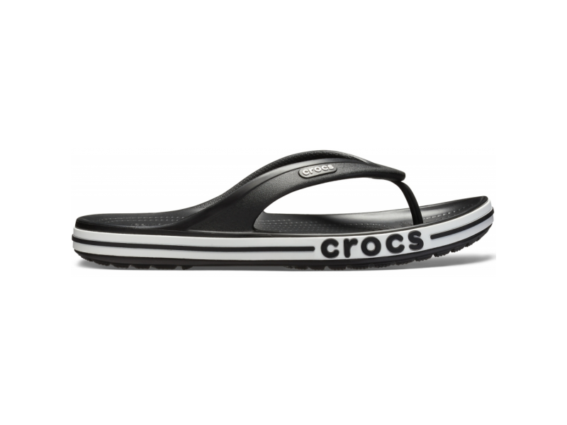 Оригинальные Crocs Bayaband Flip Black — чёрные вьетнамки унисекс, вид сбоку