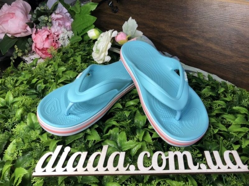 Crocs Bayaband Flip Ice Blue/Melon арт. 205393 — Крокс Шлепанцы Вьетнамки Баябенд голубые (бирюзовые), фото 7