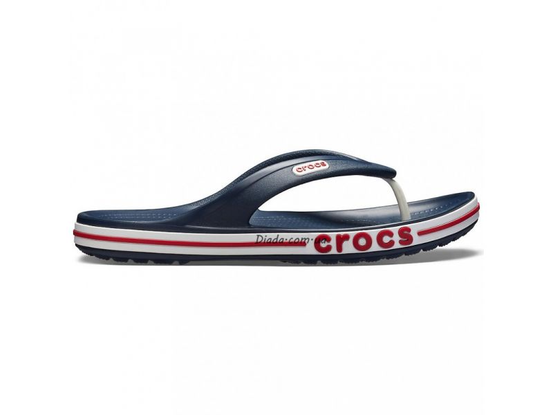 Оригинальные Crocs Bayaband Flip Navy — тёмно-синие мужские шлёпанцы, вид сбоку