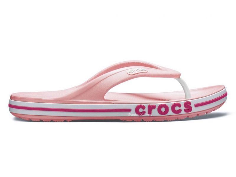 Оригинальные Crocs Bayaband Flip Petal Pink — розовые женские вьетнамки, вид сбоку
