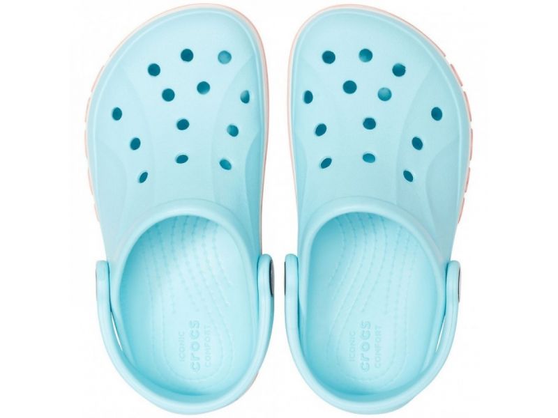 Вид сверху на Crocs Bayaband Ice Blue — голубые женские сабо, оригинал