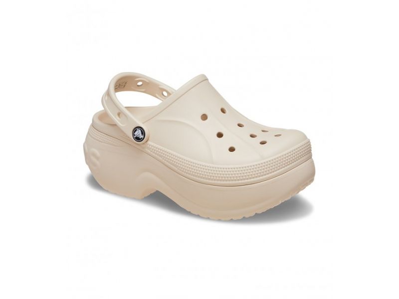 Crocs Bella Clog Bone — женские бежевые сабо на платформе, вид спереди, оригинал