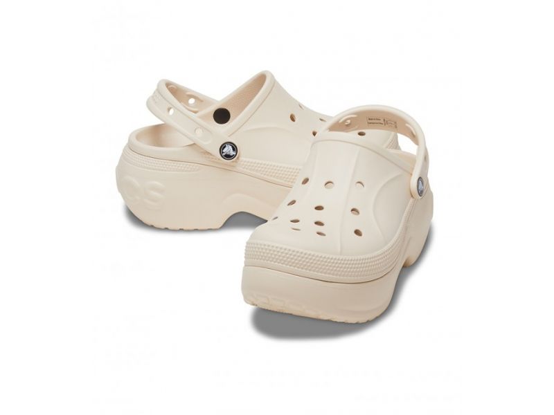 Пара Crocs Bella Clog Bone — женские бежевые сабо на платформе, оригинал