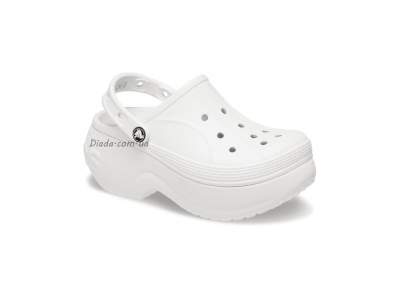 Crocs Bella Clog White — женские белые сабо на платформе, вид спереди, оригинал