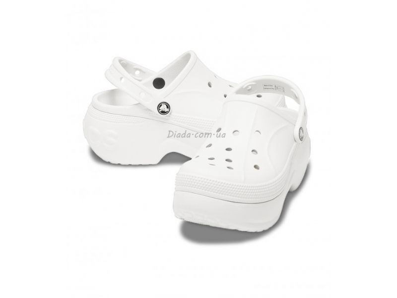 Пара Crocs Bella Clog White — женские белые сабо Crocs на платформе, оригинал
