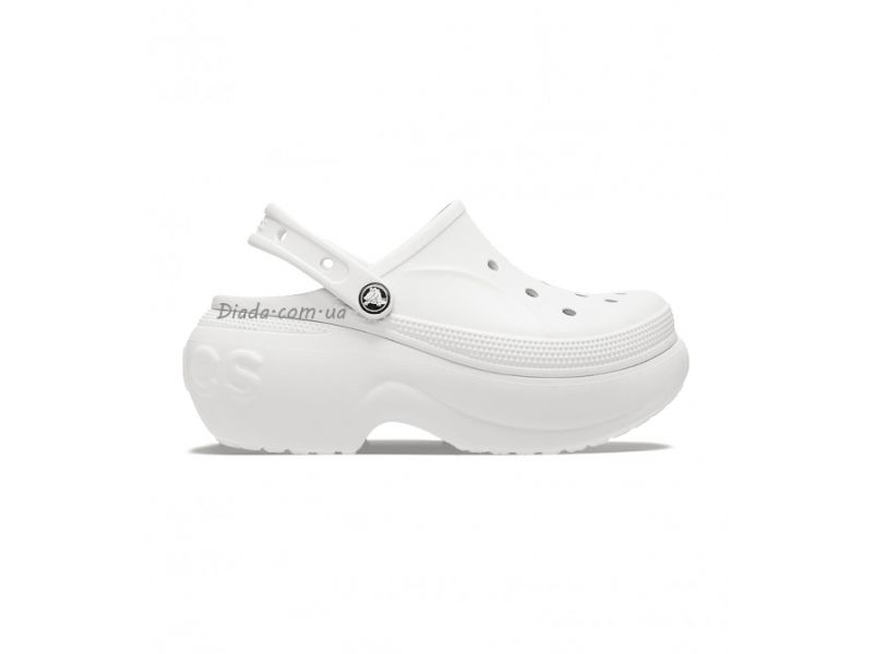Оригинальные Crocs Bella Clog White — белые сабо на платформе, вид сбоку