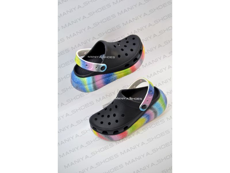 Crocs Classic Crush Clog Spray Dye арт. 207521 — Кроксы Классик Краш Сабо черные с эффектом тай-дай, фото 4
