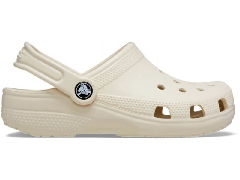 Crocs Classic Kids Clog Bone — боковий вигляд дитячих сабо бежевого кольору