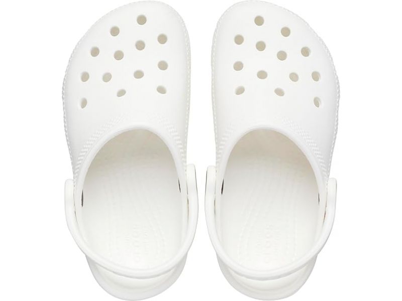 Crocs Classic Kids Clog White — вигляд зверхуCrocs Classic Kids Clog White — підошва дитячих сабо