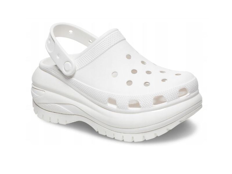 Белые Кроксы Mega Crush — вид спереди