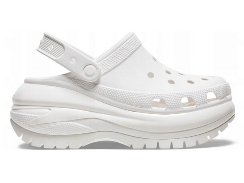 Crocs Classic Mega Crush белые сабо — вид сбоку