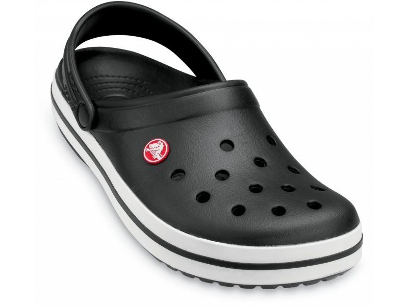 Унисекс кроксы Crocband Black с белой подошвой спереди