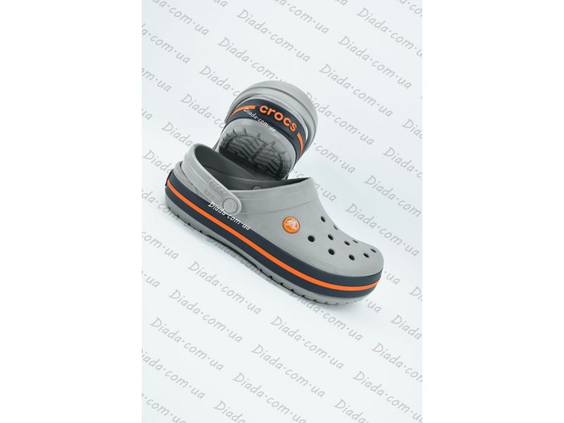 Crocs Crocband Light Grey Black Orange на фоне Diada