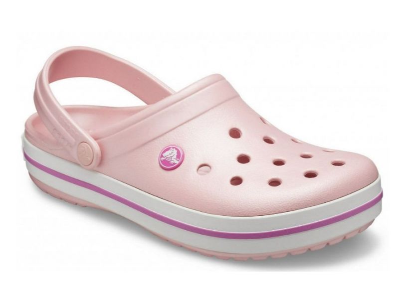 Пудровые оригинальные кроксы Crocs Crocband спереди