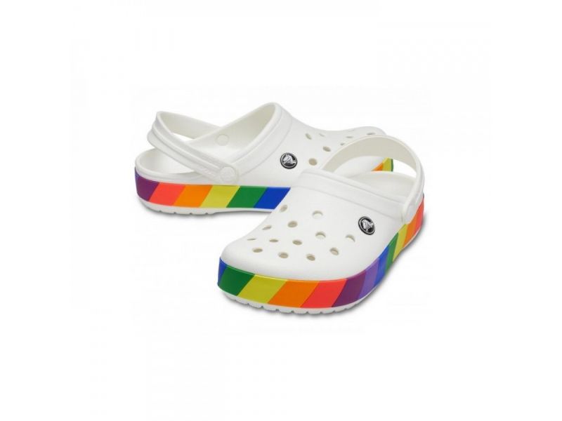 пара кроксов бело-радужных