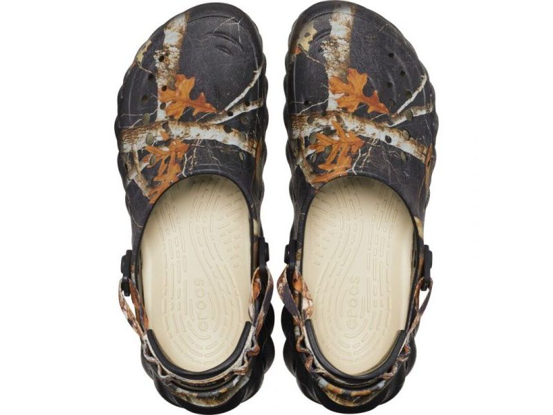 Сабо Crocs Echo Realtree Black — вид сверху, черные камуфляжные Crocs