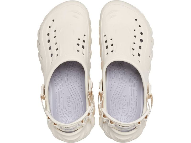 Crocs Echo Stucco — вид сверху, бежевые сабо, оригинал