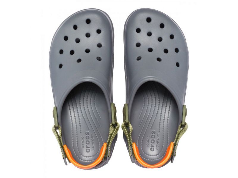 Crocs All-Terrain Grey/Multi — сверху, эргономичная форма, вентиляция